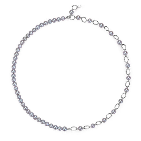 8.5-9.5mm Freshwater Grey Pearl Spliced Necklace - House Of Pearls